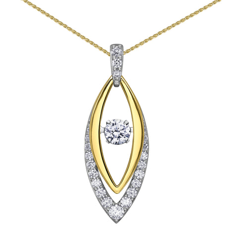 14kt Two Tone Gold 2.13cttw Lab-Created Diamond Marquise Pulse Pendant