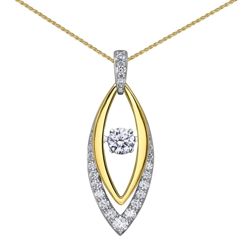 14kt Two-Tone Gold 2.30cttw Diamond Marquise Pulse Pendant