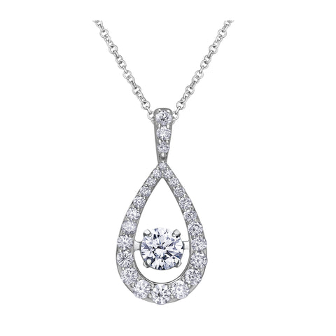 14kt White Gold 1.53cttw Lab-Created Diamond Water Droplet Pulse Pendant