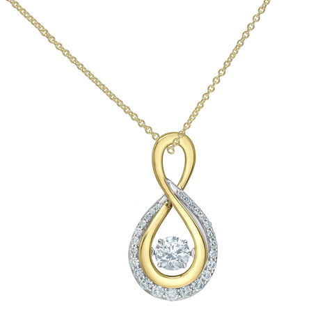 14kt Two Tone Gold 1.18cttw Lab-Created Diamond Infinity Pulse Pendant
