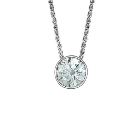 14kt White Gold 1.02ct Round Bezel Setting Lab-Grown Diamond Pendant