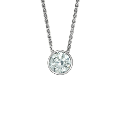 14kt White Gold 0.54ct Round Bezel Setting Lab-Grown Diamond Pendant