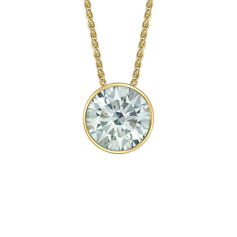 14kt Yellow Gold 1.50ct Round Bezel Setting Lab-Grown Diamond Pendant