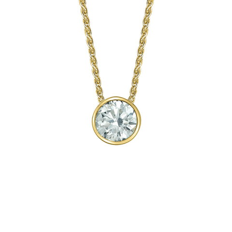 14kt Yellow Gold 0.54ct Round Bezel Setting Lab-Grown Diamond Pendant