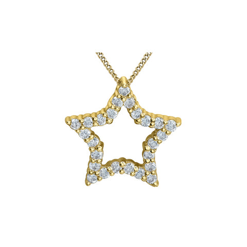 10kt Yellow Gold Star 0.25cttw Lab-Grown Diamond Pendant