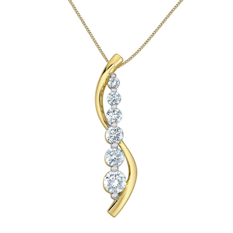 10kt White Gold 1.00cttw Lab-Grown Six Diamond Necklace