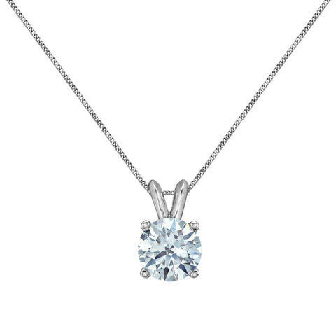 10kt White Gold Round Lab-Grown Diamond Solitaire Pendant