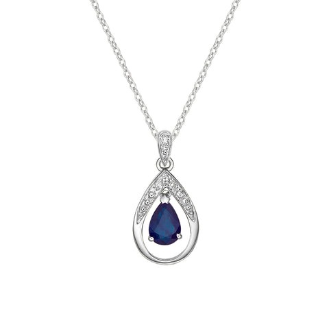 10kt White Gold Sapphire and Diamond Pendant