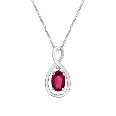 10kt White Gold Oval Ruby Infinity Pendant