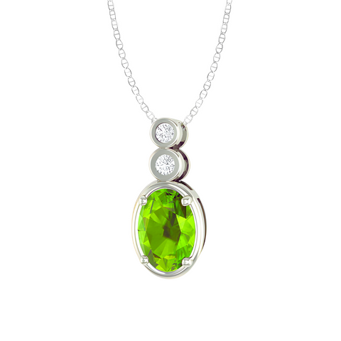 10kt White Gold Peridot And Diamond Pendant