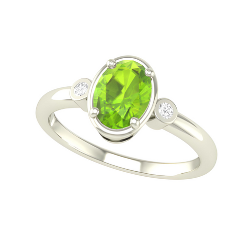 10kt White Gold Peridot And Diamond Ring