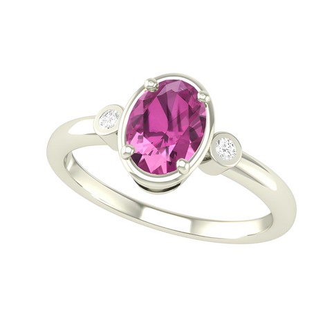 10kt White Gold Pink Tourmaline And Diamond Ring