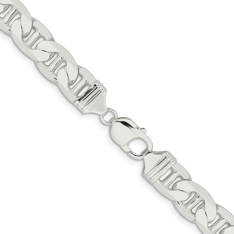 Sterling Silver 11.6mm Solid Anchor 9 Inches Bracelet