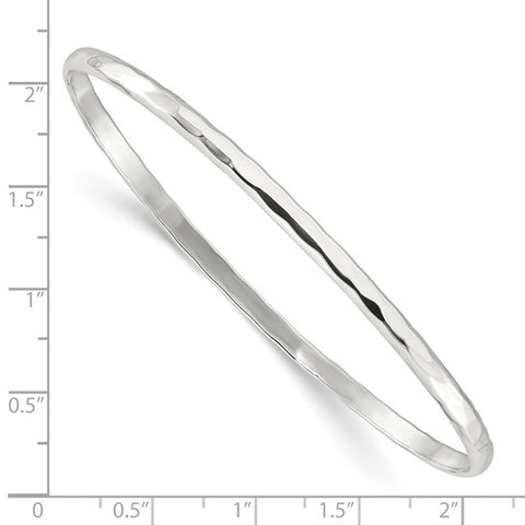 Sterling Silver Polished Faceted Slip-on Bangle Bracelet 3.30mm