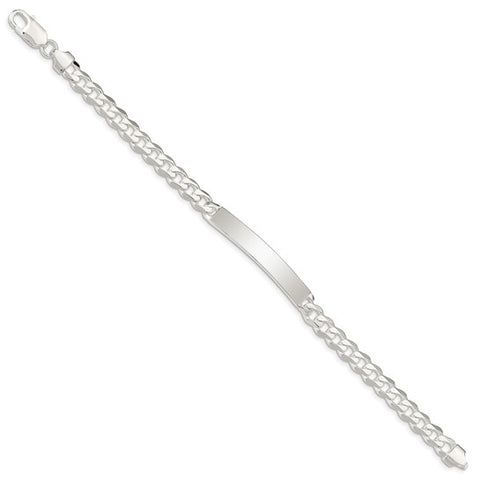 Sterling Silver Curb Link ID Bracelet 8 Inches