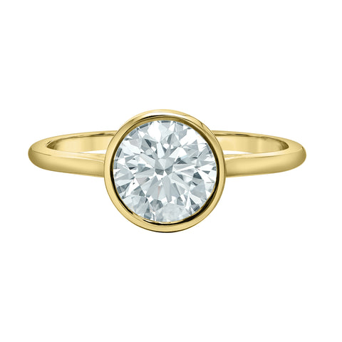 14kt Yellow Gold 1.50cttw Lab-Grown Round Diamond Bezel Engagement Ring
