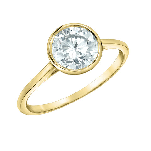 14kt Yellow Gold 1.50cttw Lab-Grown Round Diamond Bezel Engagement Ring