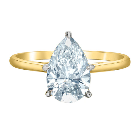 14kt Two-Tone Gold 1.56ct Lab-Created Pear Engagement Ring