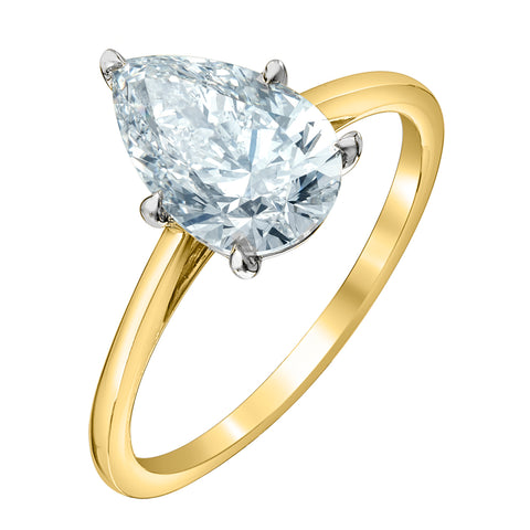 14kt Two-Tone Gold 1.56ct Lab-Created Pear Engagement Ring