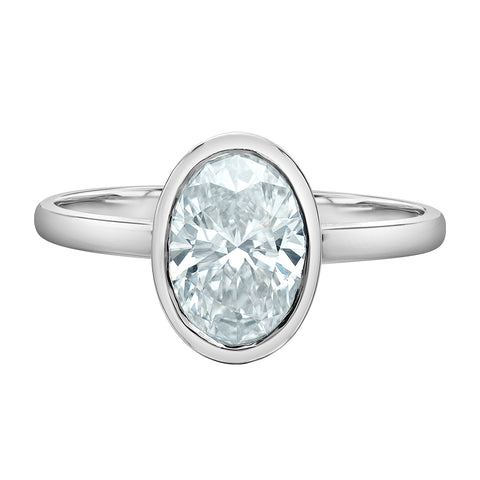 14kt White Gold 1.50ct Lab-Grown Oval Diamond Bezel Engagement Ring