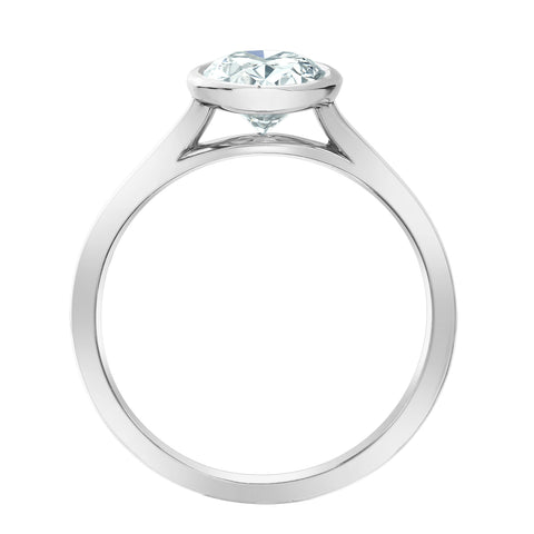 14kt White Gold 1.50ct Lab-Grown Oval Diamond Bezel Engagement Ring