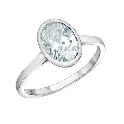 14kt White Gold 1.50ct Lab-Grown Oval Diamond Bezel Engagement Ring