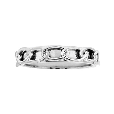 10kt White Gold Chain Design Stackable Ring