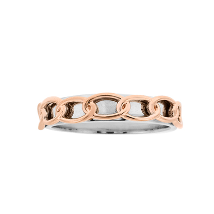 10kt Two-Tone  Gold Chain Design Stackable Ring