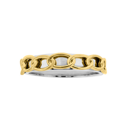 10kt Two-Tone  Gold Chain Design Stackable Ring