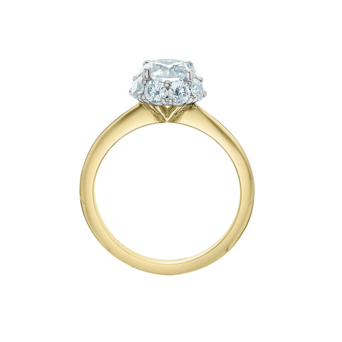 14kt Two Tone Gold 1.92cttw Lab-Created Round Diamond Halo Engagement Ring