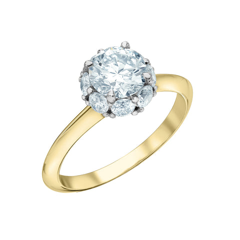 14kt Two Tone Gold 1.92cttw Lab-Created Round Diamond Halo Engagement Ring