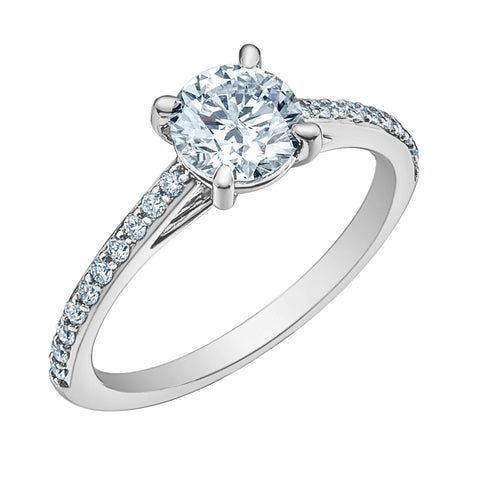 14kt White Gold 1.21cttw CANADIAN Diamond Engagement Ring