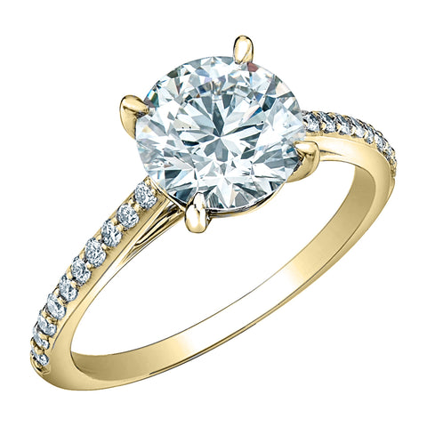 14kt Yellow Gold 1.70cttw Round Canadian Diamond Engagement Ring