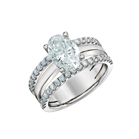 14kt White Gold 2.70cttw Lab-Created Oval Diamond Engagement Ring