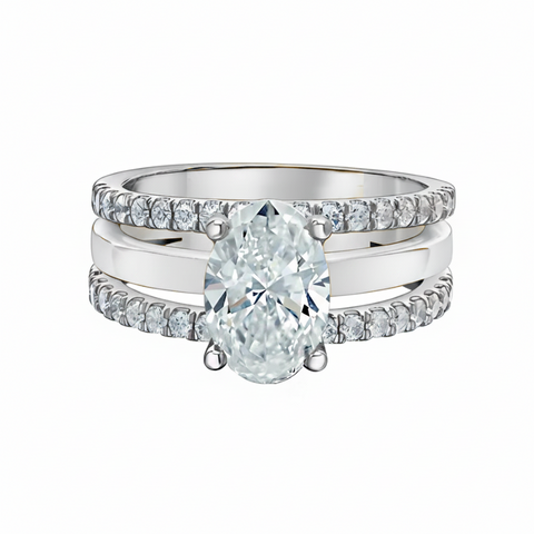 14kt White Gold 2.70cttw Lab-Created Oval Diamond Engagement Ring