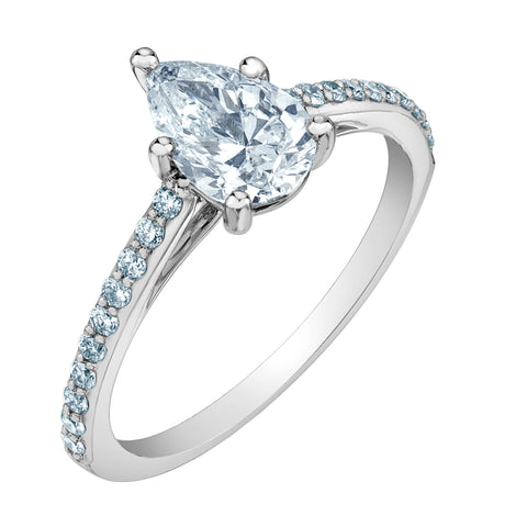 14kt White Gold 1.23cttw Pear CANADIAN Diamond Engagement Ring