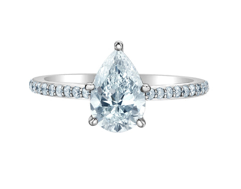 14kt White Gold 1.70cttw Pear Lab-Grown Diamond Engagement Ring