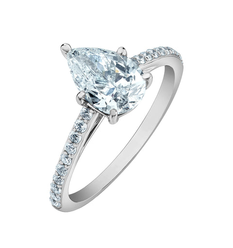 14kt White Gold 1.70cttw Pear Lab-Grown Diamond Engagement Ring
