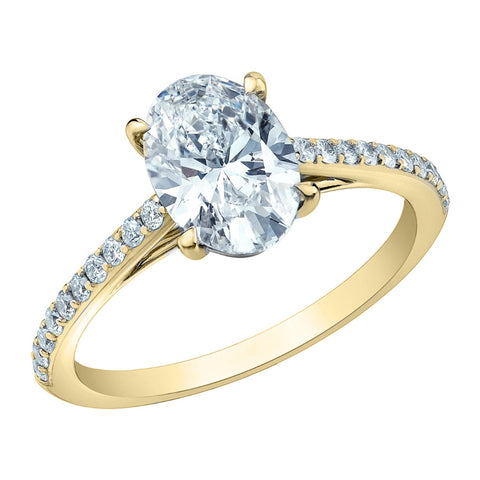 14kt Yellow Gold 1.70cttw Oval CANADIAN Diamond Engagement Ring
