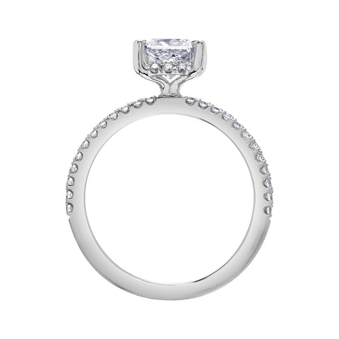 14kt White Gold 1.30cttw Princess Cut Canadian Diamond Center Secret Halo Engagement Ring