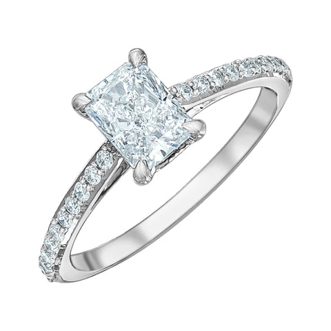 14kt White Gold 1.25cttw Canadian Diamond Radiant Center Engagement Ring