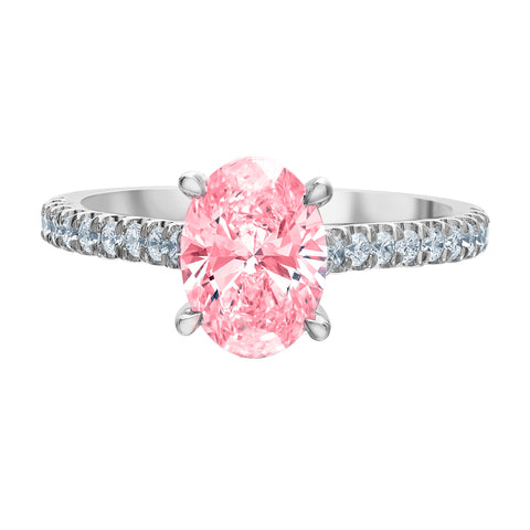 14kt White Gold 1.88cttw Lab-Grown Pink Oval Diamond Engagement Ring