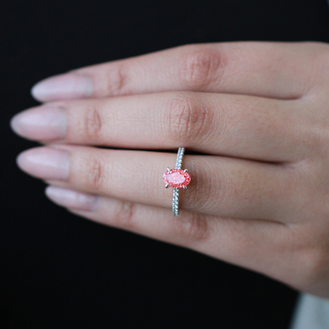 14kt White Gold 1.88cttw Lab-Grown Pink Oval Diamond Engagement Ring
