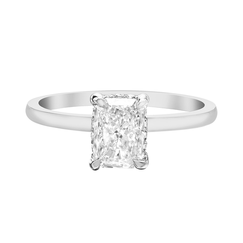 14kt White Gold 1.57cttw Radiant Cut Canadian Diamond Hidden Halo Engagement Ring