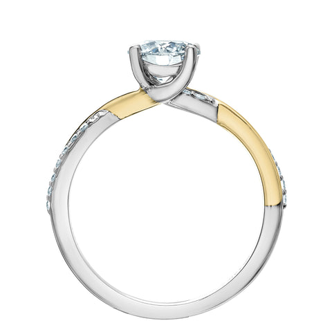 14kt Two Tone Gold 1.64cttw Lab-Created Round Diamond Engagement Ring