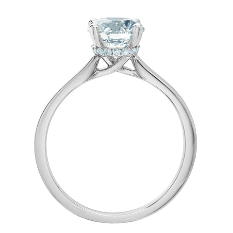 14kt White Gold 1.26cttw CANADIAN Round Diamond Hidden Halo Engagement Ring