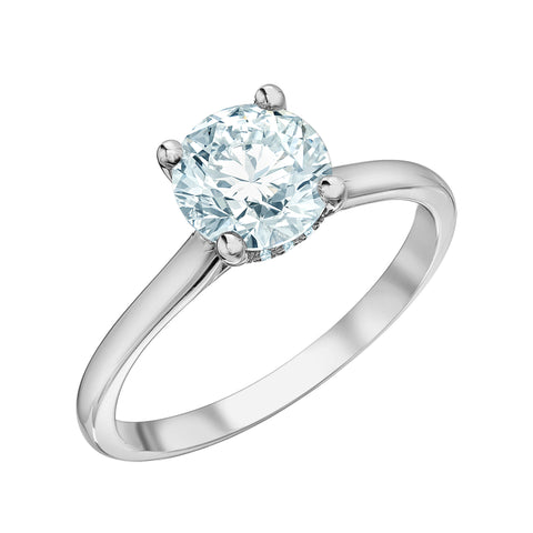 14kt White Gold 1.26cttw CANADIAN Round Diamond Hidden Halo Engagement Ring