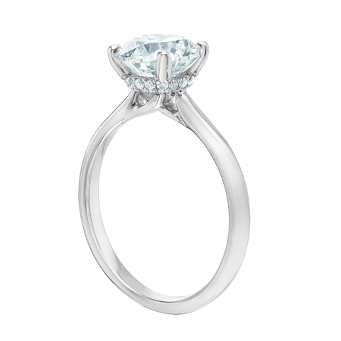 14kt White Gold 1.26cttw CANADIAN Round Diamond Hidden Halo Engagement Ring