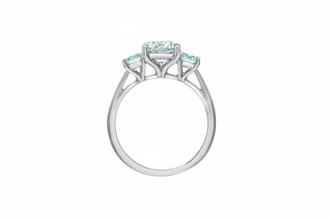 14kt White Gold Canadian Diamond and Aquamarine Three Stone Ring