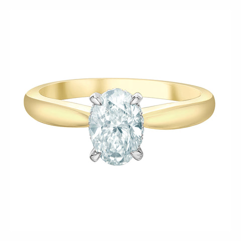 14kt Two Tone Gold 1.07cttw Canadian Oval Diamond Hidden Halo Ring